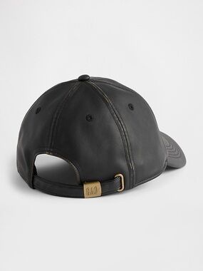 nwt gap vegan leather baseball hat in black